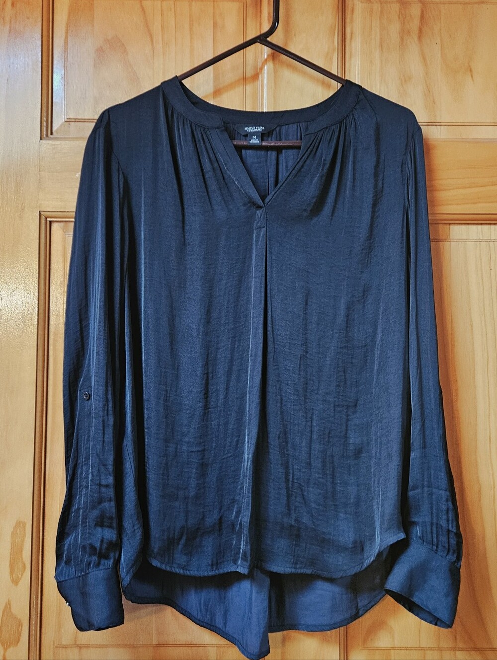 Simply Vera Vera Wang Black Long-Sleeve Button-Down Blouse